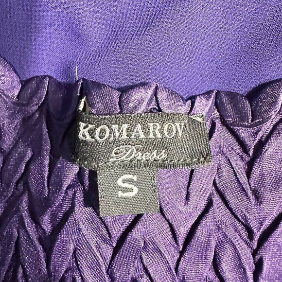 Komarov Chiffon Capelet Charmeuse Midi Dress Women's Small Purple 3/4 Sleeve - Picture 8 of 11